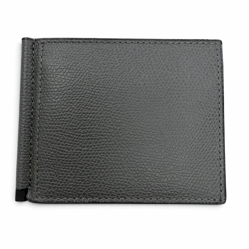 Valextra SGSR0080028 Leather Money Clip Wallet, Billfold, Card Case, Bi-fold ...